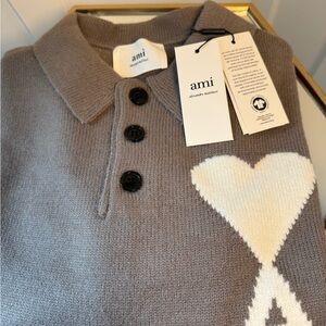 Ami Charcoal Knit Sweater with Ivory Heart